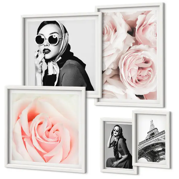 Wanddecoratie met rozen stijlvolle compositie van portretten