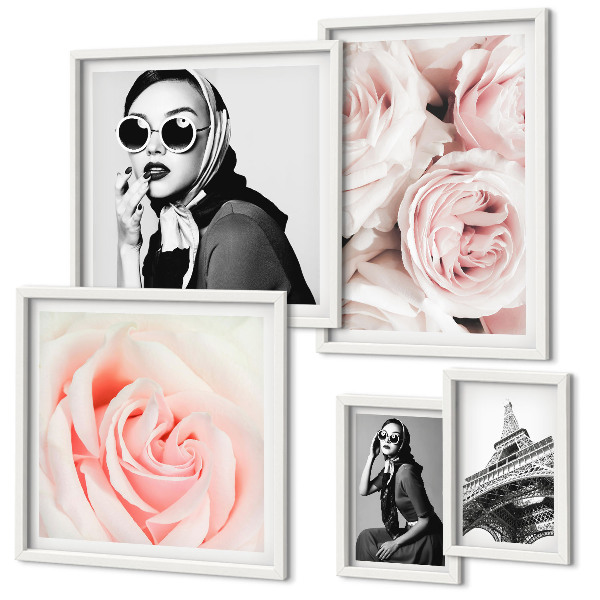 Wanddecoratie compositie Stijlvolle portretten van rozen op elegante wijze