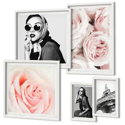 Wanddecoratie met rozen stijlvolle compositie van portretten