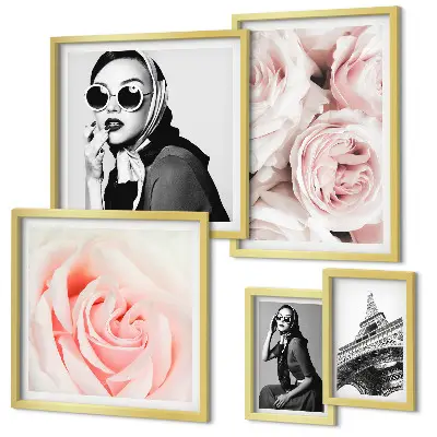 Wanddecoratie met rozen stijlvolle compositie van portretten
