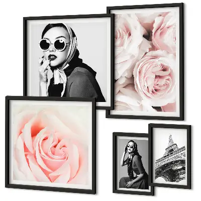 Wanddecoratie met rozen stijlvolle compositie van portretten