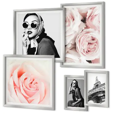 Wanddecoratie met rozen stijlvolle compositie van portretten