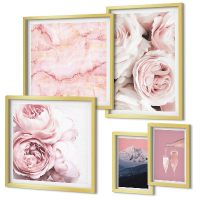 Moderne schilderijen set Roze bloemen als elegant accent