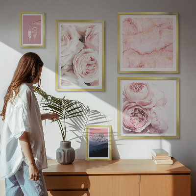Moderne schilderijen set Roze bloemen als elegant accent