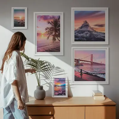 Gallery wall Zeegezichten met palmbomen