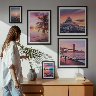 Gallery wall Zeegezichten met palmbomen