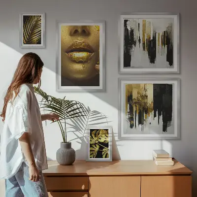 Wanddecoratie compositie met glamoureuze plantengezichten