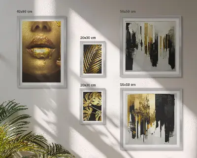 Wanddecoratie compositie met glamoureuze plantengezichten
