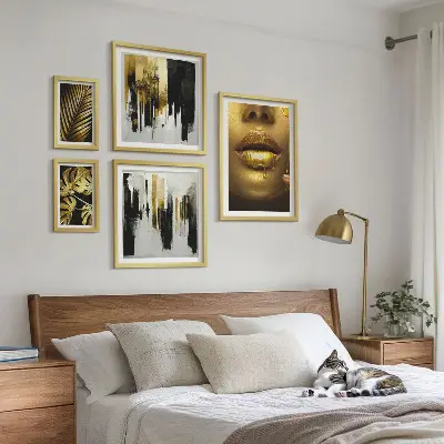 Wanddecoratie compositie met glamoureuze plantengezichten