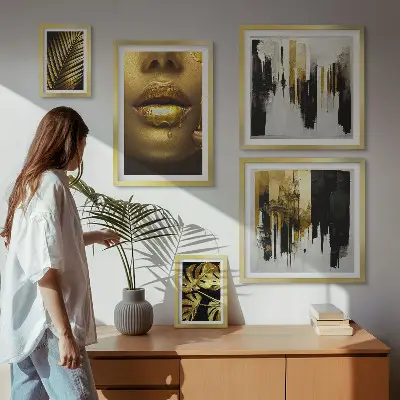 Wanddecoratie compositie met glamoureuze plantengezichten