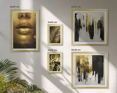 Wanddecoratie compositie met glamoureuze plantengezichten