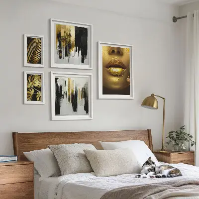 Wanddecoratie compositie met glamoureuze plantengezichten