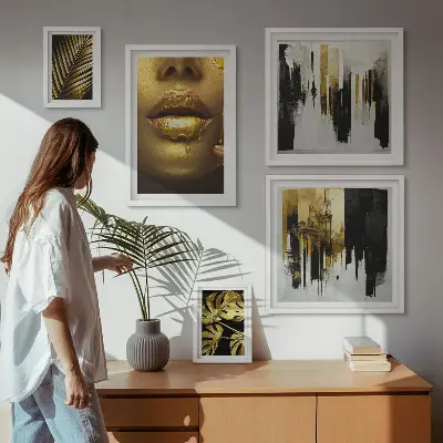 Wanddecoratie compositie met glamoureuze plantengezichten