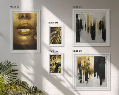 Wanddecoratie compositie met glamoureuze plantengezichten