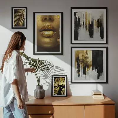 Wanddecoratie compositie met glamoureuze plantengezichten