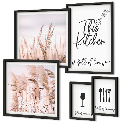 Moderne schilderijen set Boho keuken, liefde voor koken