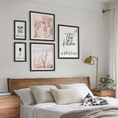 Moderne schilderijen set met thema voor in de boho keuken over liefde voor koken