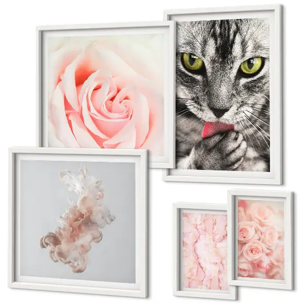 Gallerijmuur katten, rozen en delicate tinten