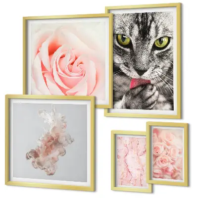 Gallerijmuur katten, rozen en delicate tinten