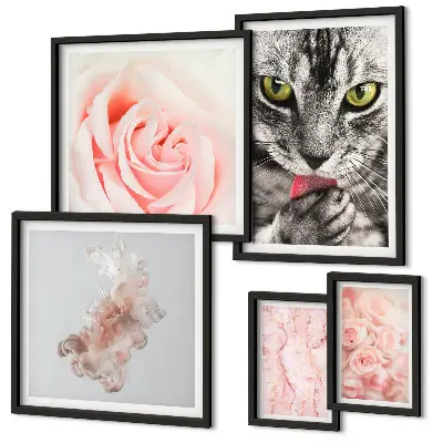 Gallerijmuur katten, rozen en delicate tinten