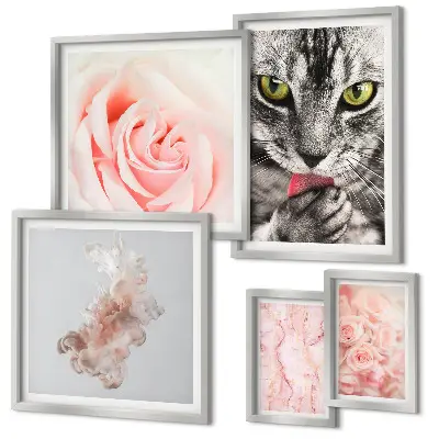 Gallerijmuur katten, rozen en delicate tinten