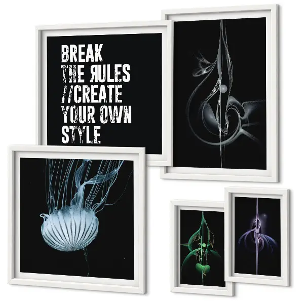 Wanddecoratie compositie met abstracte creatieve motieven