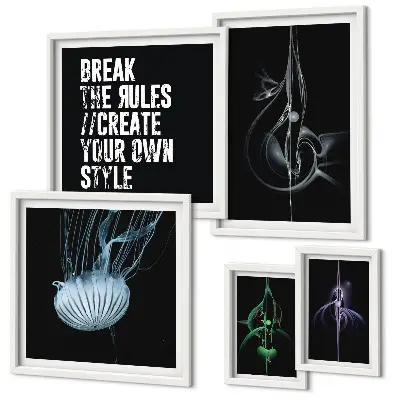 Wanddecoratie compositie met abstracte creatieve motieven