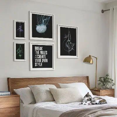 Wanddecoratie compositie met abstracte creatieve motieven