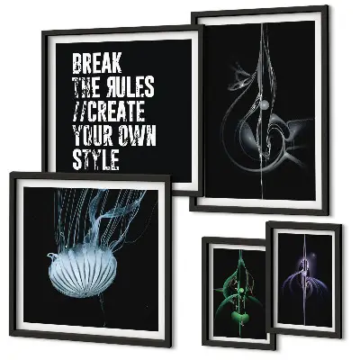 Wanddecoratie compositie met abstracte creatieve motieven
