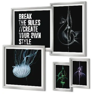 Wanddecoratie compositie met abstracte creatieve motieven