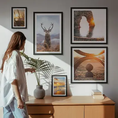 Wanddecoratie compositie Natuur en wilde dieren in harmonie