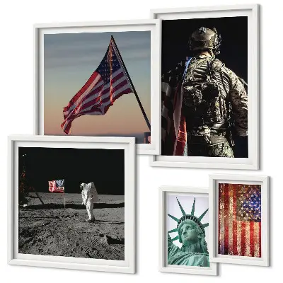 Moderne schilderijen set Amerikaanse symboliek van de geschiedenis