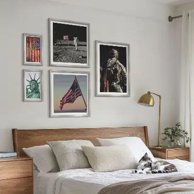 Schilderijenset moderne Amerikaanse symboliek set met historische symboliek