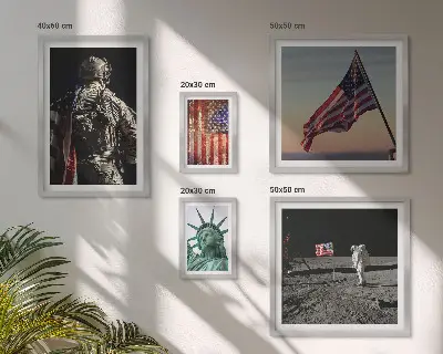 Schilderijenset moderne Amerikaanse symboliek set met historische symboliek