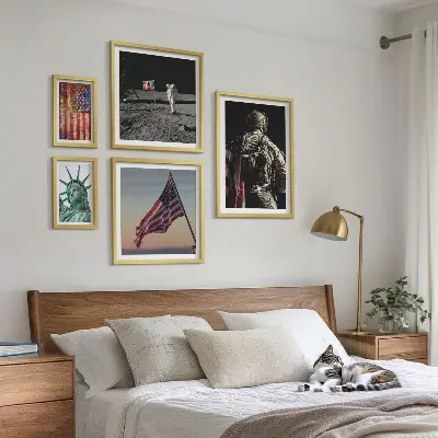 Schilderijenset moderne Amerikaanse symboliek set met historische symboliek