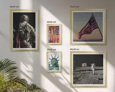 Schilderijenset moderne Amerikaanse symboliek set met historische symboliek