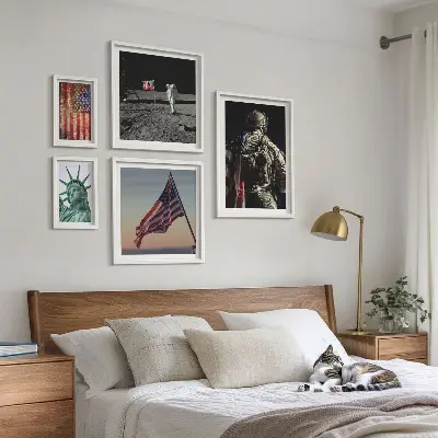 Schilderijenset moderne Amerikaanse symboliek set met historische symboliek