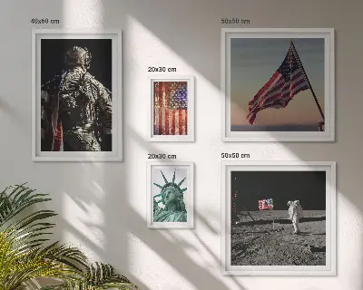 Schilderijenset moderne Amerikaanse symboliek set met historische symboliek