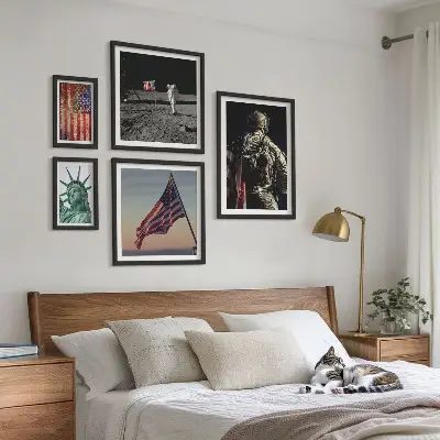 Schilderijenset moderne Amerikaanse symboliek set met historische symboliek