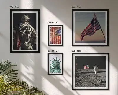 Schilderijenset moderne Amerikaanse symboliek set met historische symboliek