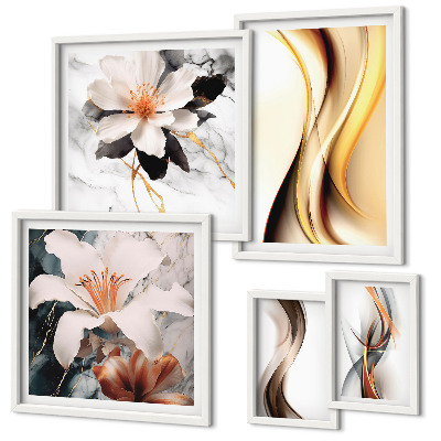 Wanddecoratie compositie Stijlvolle abstracte bloemen