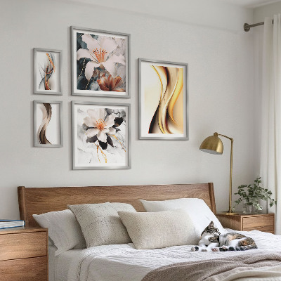 Wanddecoratie compositie Stijlvolle abstracte bloemen