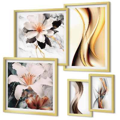 Wanddecoratie compositie Stijlvolle abstracte bloemen
