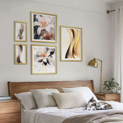 Wanddecoratie compositie Stijlvolle abstracte bloemen