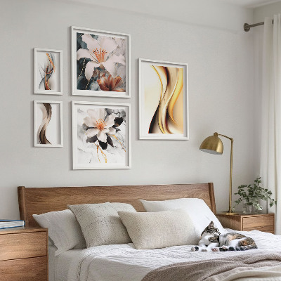 Wanddecoratie compositie Stijlvolle abstracte bloemen