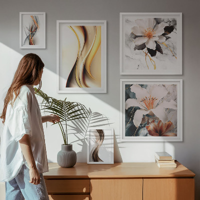 Wanddecoratie compositie Stijlvolle abstracte bloemen