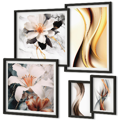 Wanddecoratie compositie Stijlvolle abstracte bloemen