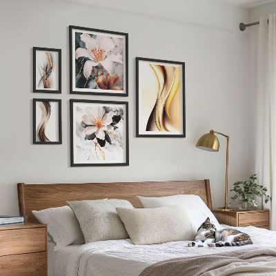 Wanddecoratie compositie Stijlvolle abstracte bloemen