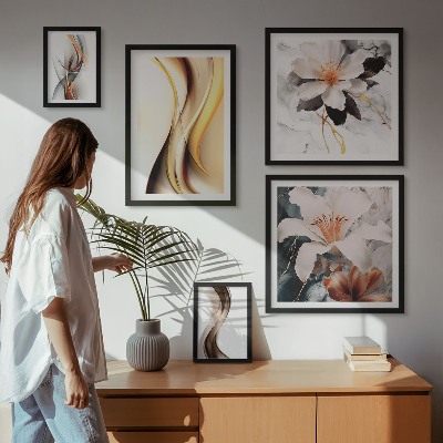Wanddecoratie compositie Stijlvolle abstracte bloemen