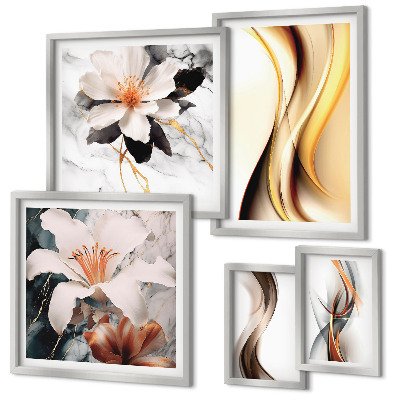 Wanddecoratie compositie Stijlvolle abstracte bloemen